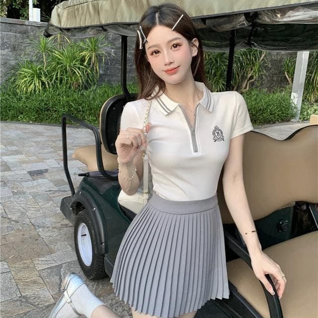 ゴルフウェア レディース プレミアム ポロプリーツセット