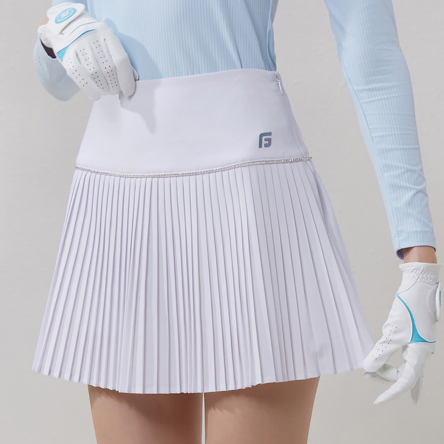 ゴルフウェア レディース プリーツラインストーン スポーティースカート