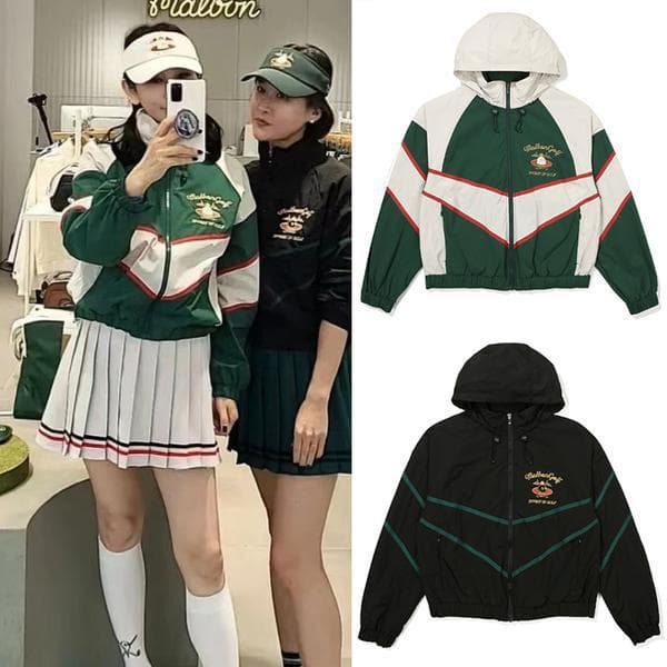 ゴルフウェア レディース レトロ調バイカラージャケット