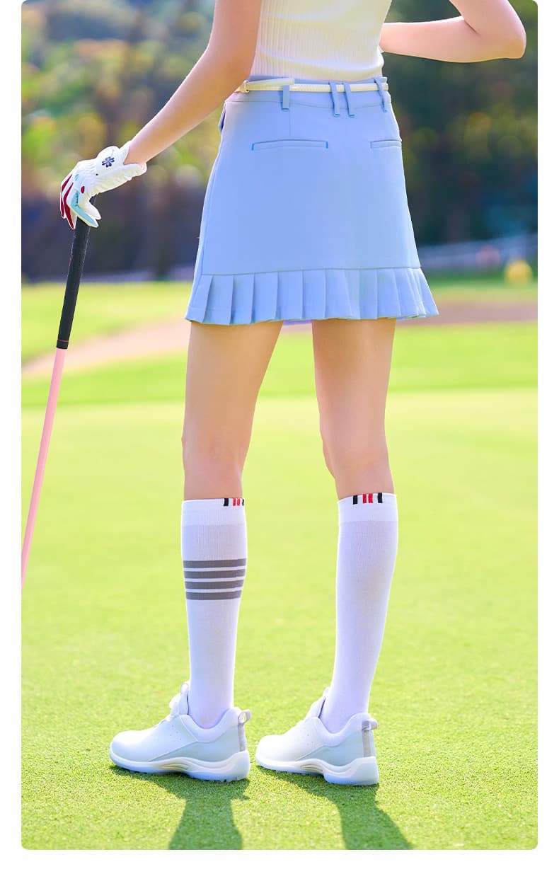 ゴルフウェア レディース プリーツ切替デザイン ゴルフスカート