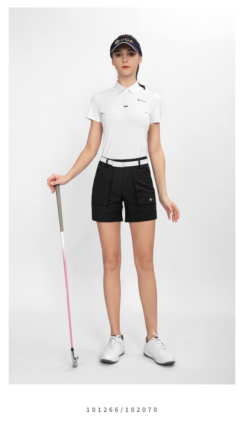 ゴルフウェア レディース PGA エレガントタックショートパンツ