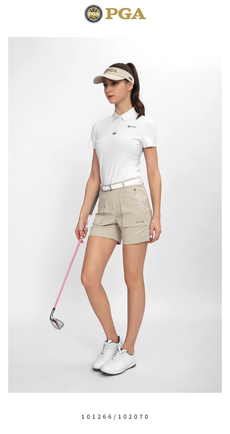 ゴルフウェア レディース PGA エレガントタックショートパンツ