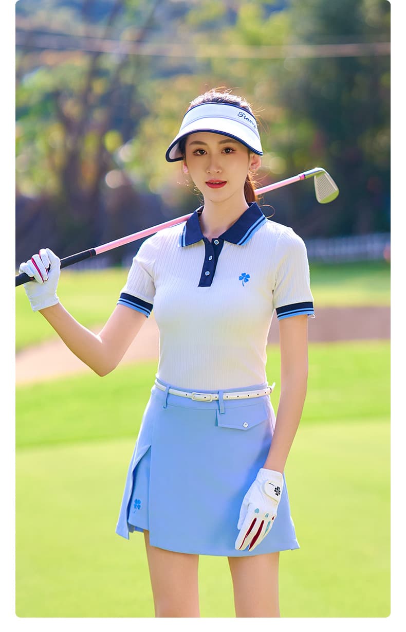 ゴルフウェア レディース プリーツ切替デザイン ゴルフスカート